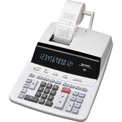 Stolový kalkulátor s tlačovou funkciou zobrazuje '123456789012' na displeji. Vytlačený papier s číslami vyčnieva z prístroja.