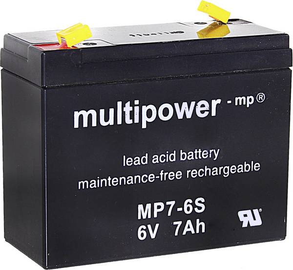 multipower MP7-6S 300402 olovený akumulátor 6 V 7 Ah olovený so skleneným rúnom (š x v x h) 116 x 99 x 50 mm plochý konektor 4,8 mm bezúdržbová, nebadateľné vybíjanie