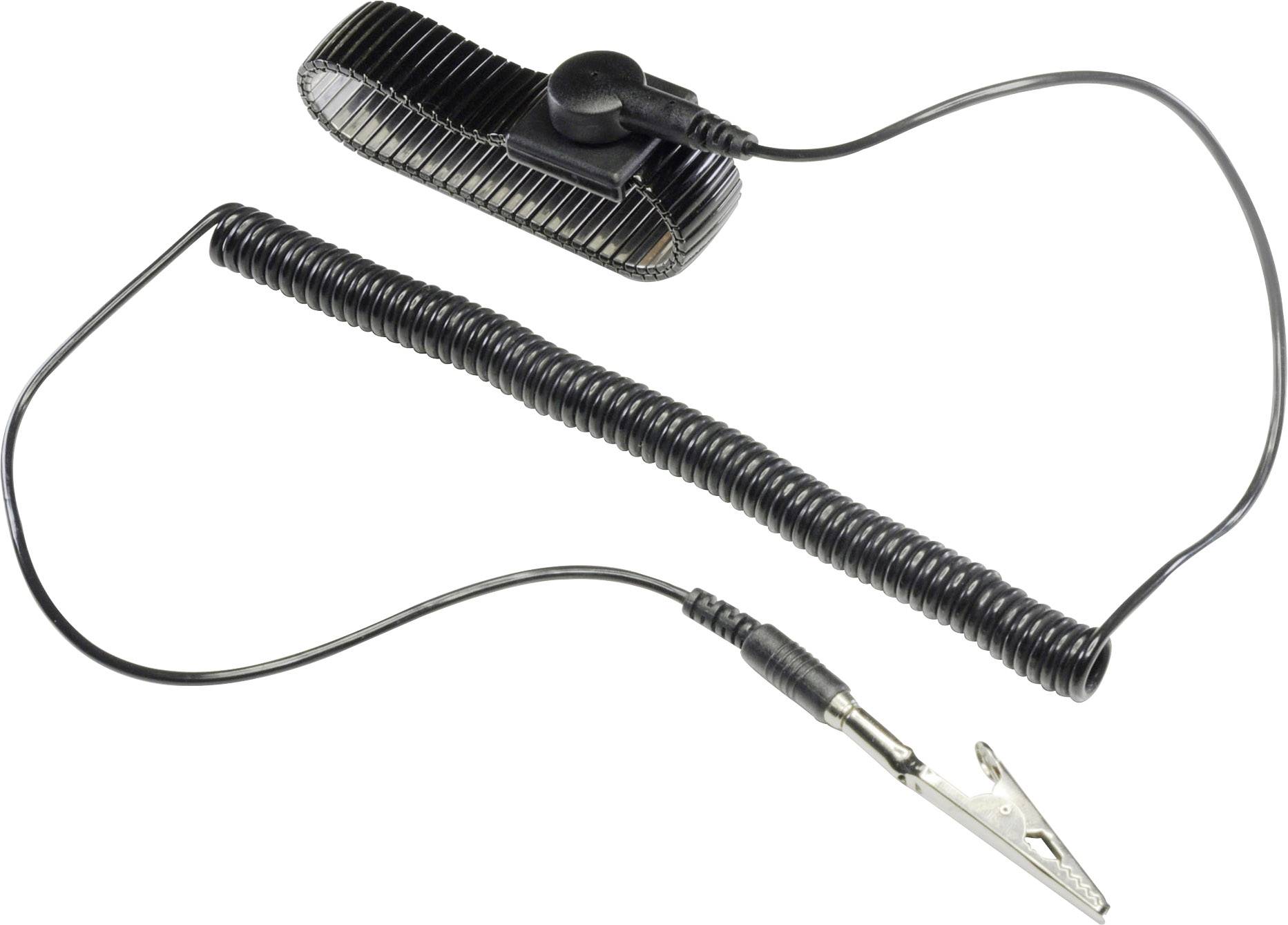 Fascetta da polso ESD nera incl. cavo di messa a terra Conrad Components WristME-SET-4-183-K pulsante da 4 mm, morsetto a coccodrillo