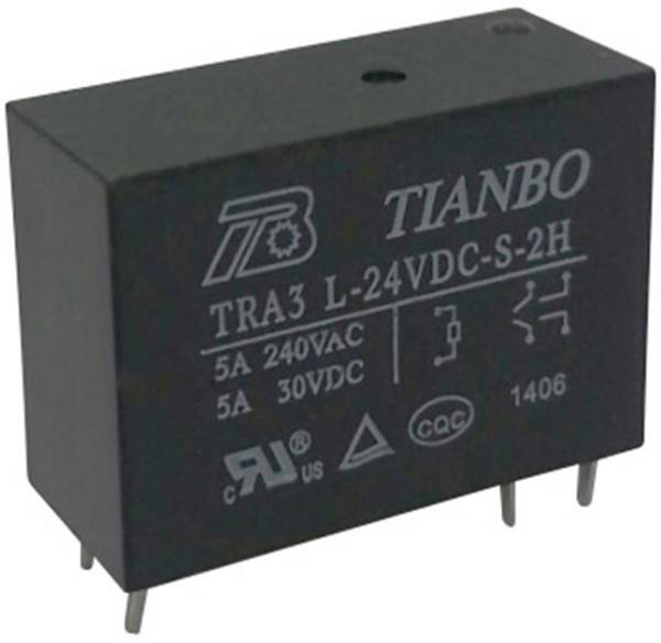 Tianbo Electronics TRA3 L-24VDC-S-2H, 1366505 relé do DPS, monostabilný, 1 cievka, 30 V/DC, 240 V/AC, 8 A, 1 ks