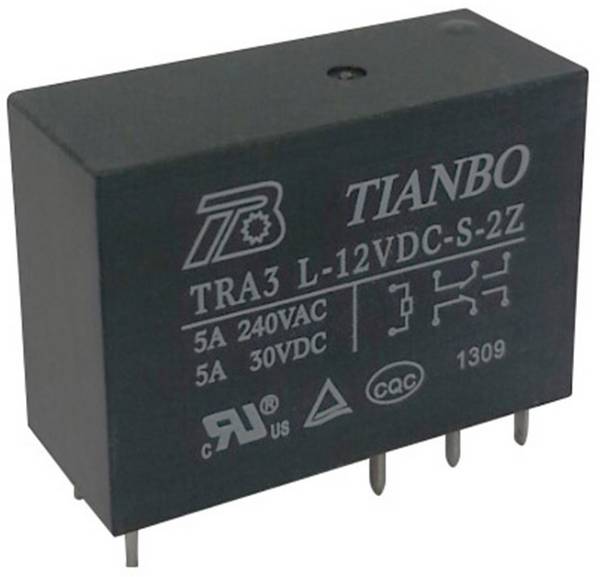 Tianbo Electronics TRA3 L-12VDC-S-2Z, 1366507 relé do DPS, monostabilný, 1 cievka, 30 V/DC, 240 V/AC, 8 A, 1 ks