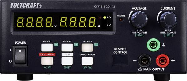 VOLTCRAFT CPPS-320-42 laboratórny zdroj s nastaviteľným napätím, Kalibrované podľa (ISO), 0.02 - 42 V/DC, 0.01 - 20 A, 320 W, USB, možné diaľkovo ovládať, možné programovať, Auto-Range, výstup 1 x, CPPS-320-42-ISO