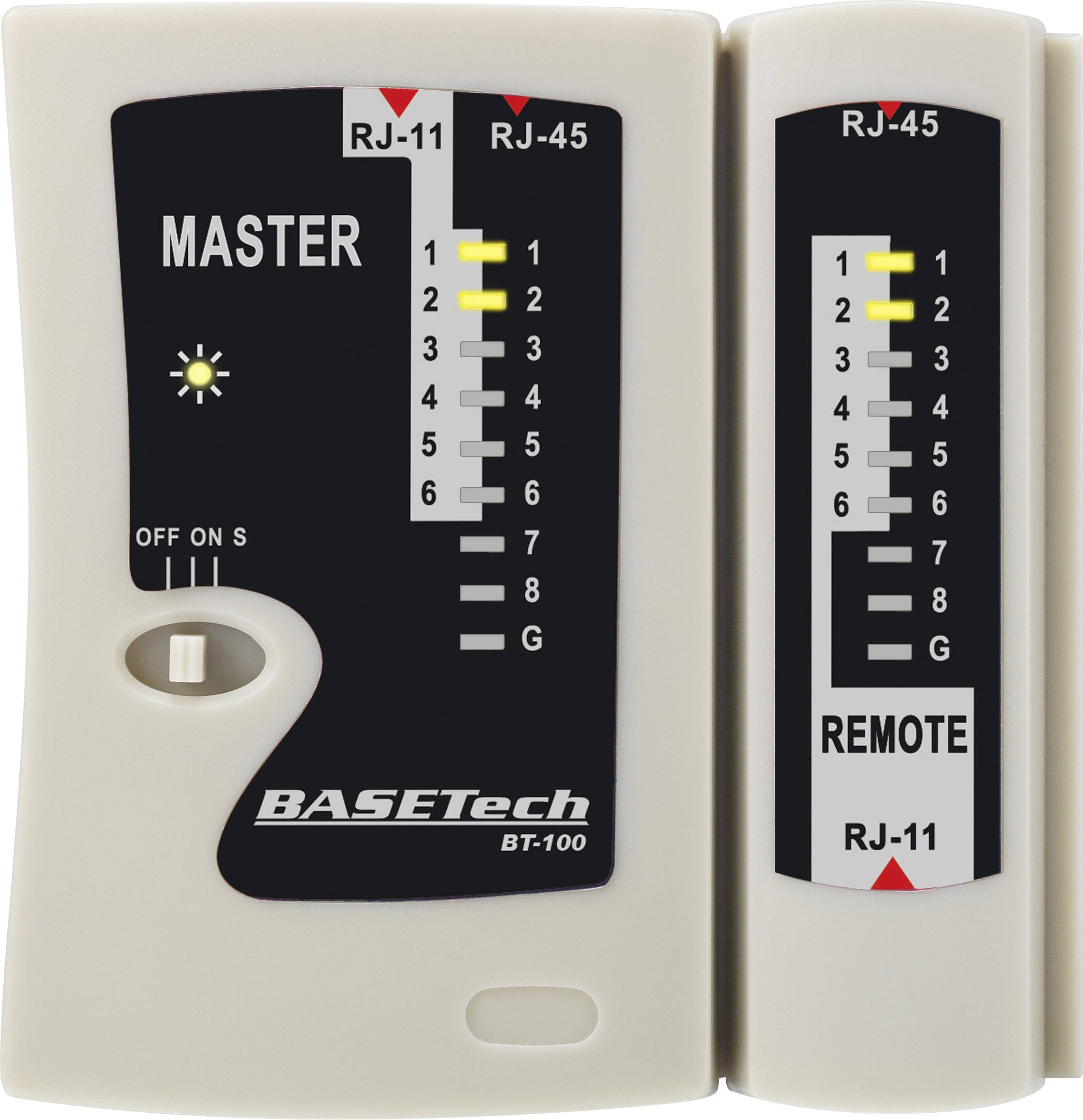 Tester cavi BT-100 Basetech BT-100 Adatto per RJ-45, RJ-11: