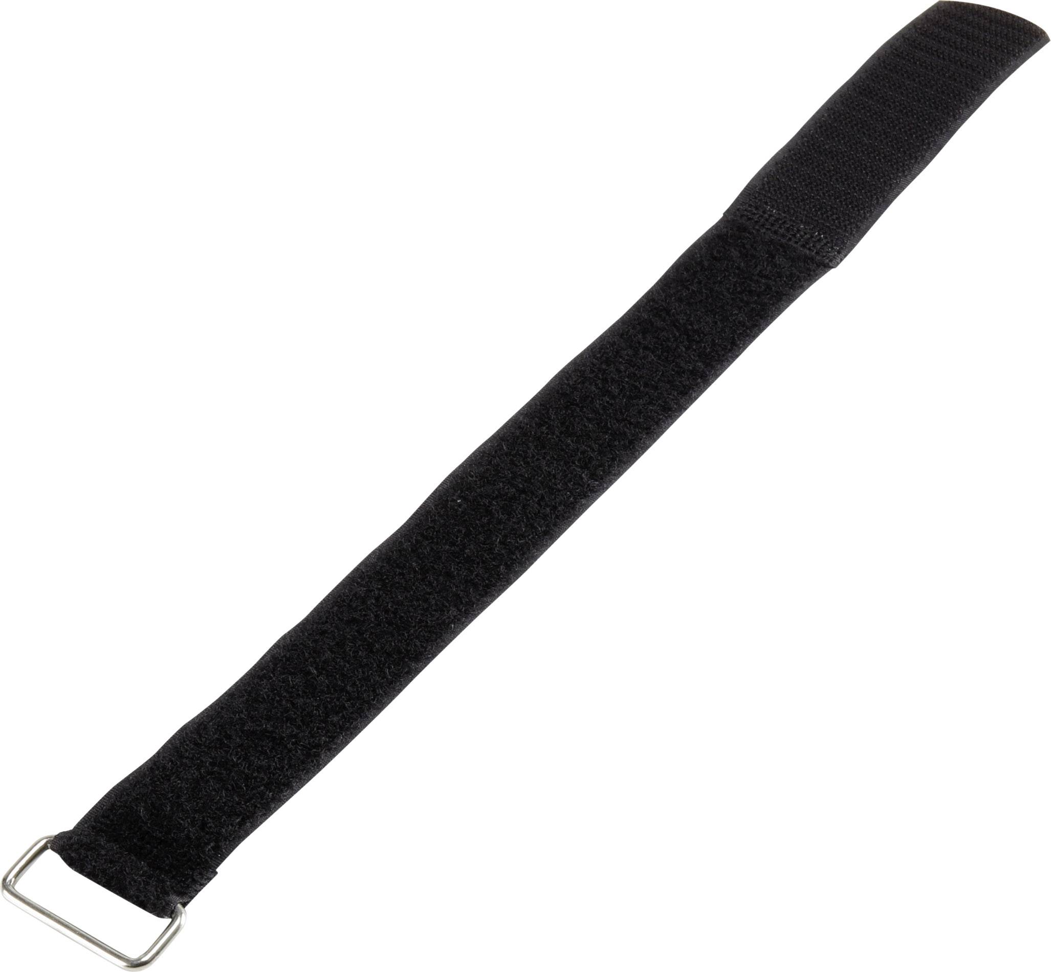 Čierny suchý zips s kovovým hákom na jednom konci.