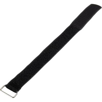 Čierny suchý zips s kovovým hákom na jednom konci.