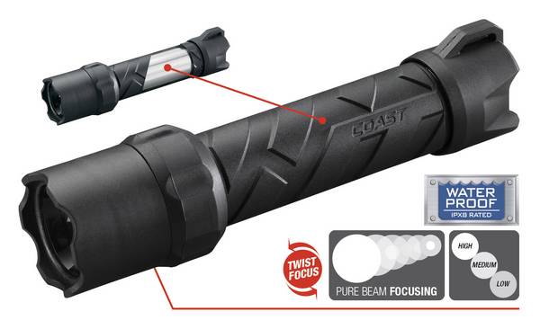 Coast Polysteel 600 LED  vreckové svietidlo (baterka), na batérie, 300 lm, 34 h, 340 g