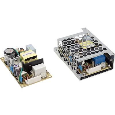 Dva spínacie napájacie zdroje, jeden otvorený a druhý v kryte. Oba zobrazujú rôzne elektronické komponenty a dosky plošných spojov.