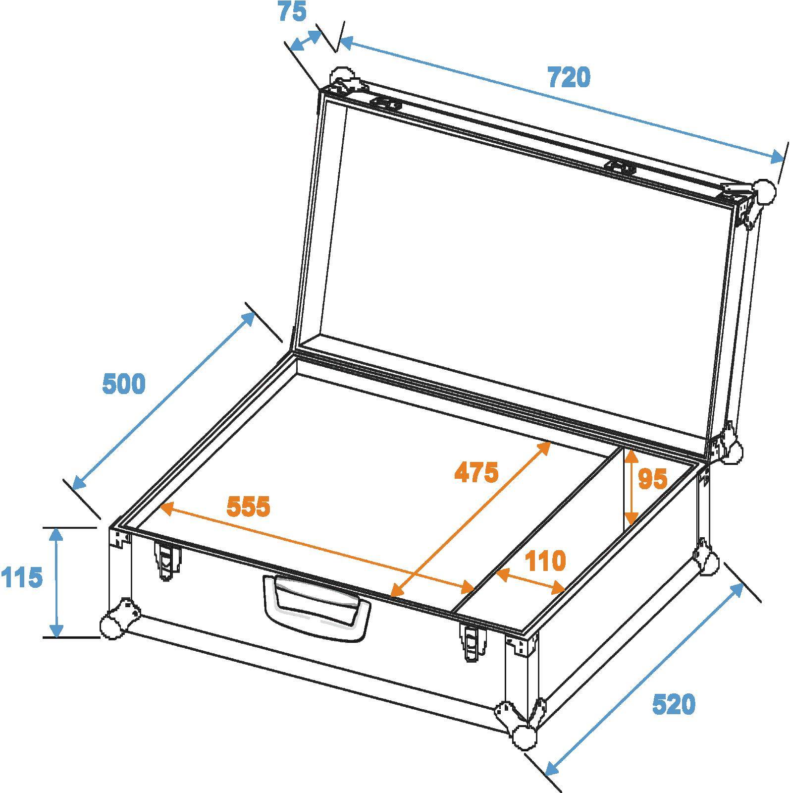 Roadinger Case K-2 transportný box/kufor (d x š x v) 520 x 720 x 185 mm-3