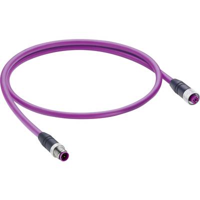 Fialový dátový kábel s guľatými konektormi na oboch koncoch, vhodný na prepojenie elektronických zariadení.