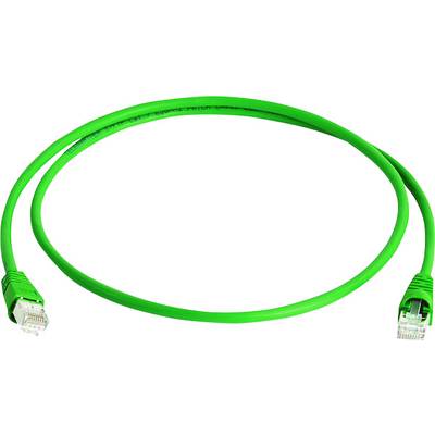 Zelený ethernetový kábel s dvomi koncovkami. Používa sa na sieťové pripojenia.