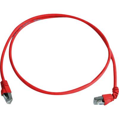 Červený ethernetový kábel s dvoma RJ45 konektormi na koncoch, používaný na pripojenie počítačov do siete.
