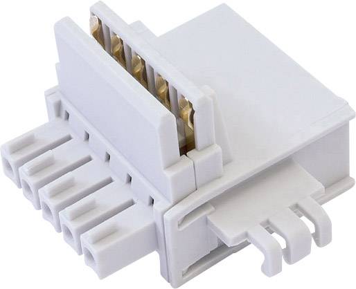 6-kolíkový elektrický adaptér konektora v detailnom zábere, zobrazuje zásuvky a kovové kontakty na bielom pozadí.