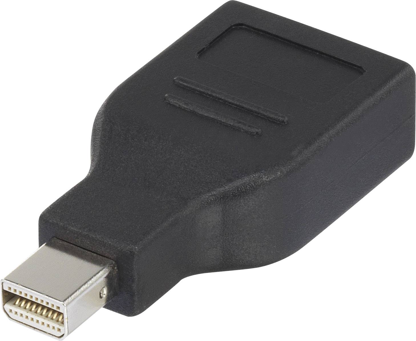 Čierny adaptér s pozláteným HDMI konektorom na jednej strane a vstupom Mini DisplayPort na strane druhej.