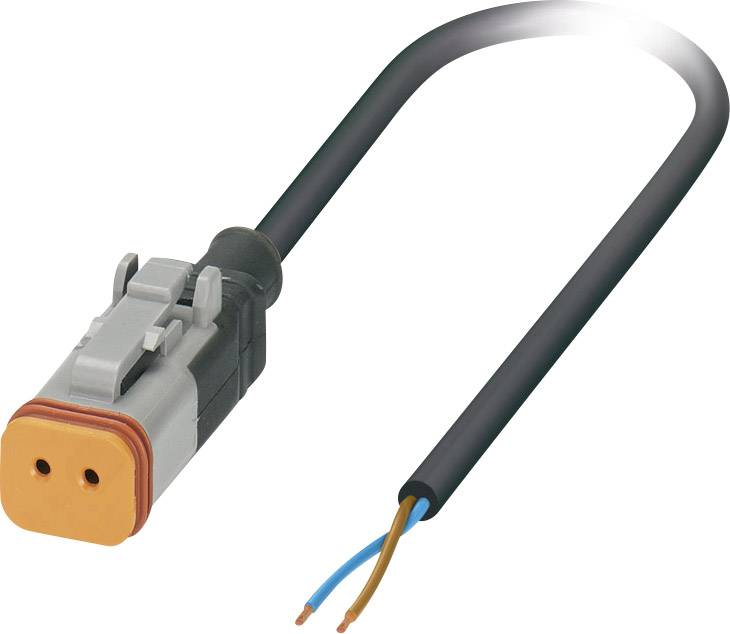 Elektrická zástrčka s dvoma vodičmi, čiernymi a modrými, prepojená čiernym káblom. Používa sa pre elektrické inštalácie.