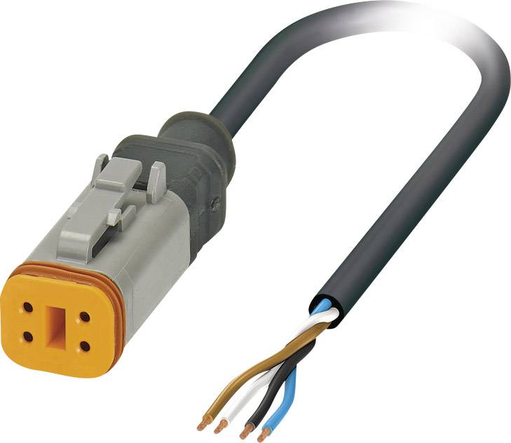 Elektrický konektor s odizolovanými koncami kábla a oranžovým tesniacim okrajom, vhodný pre elektrické prepojenia.