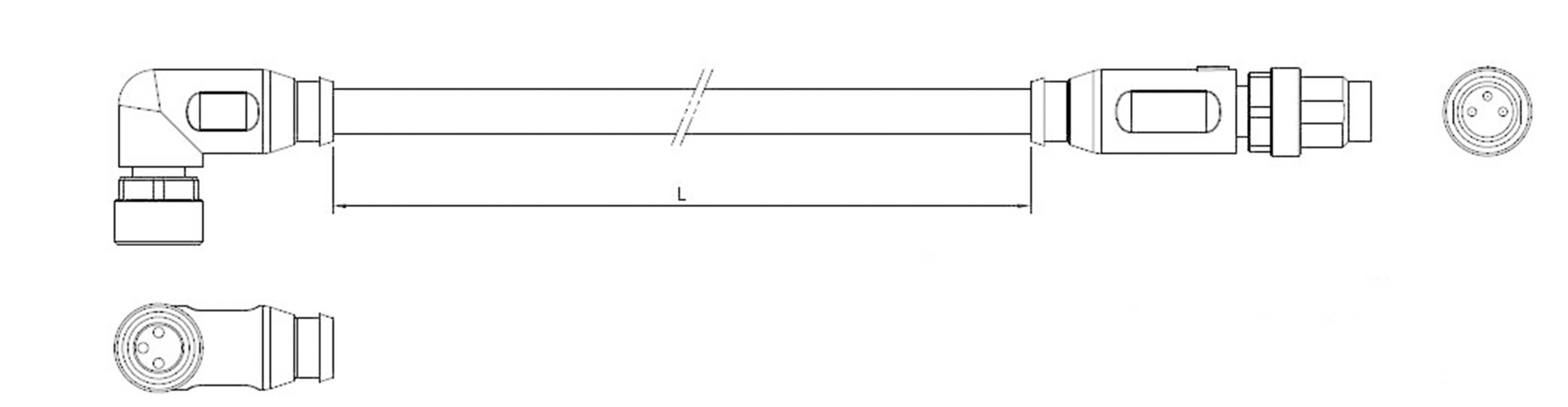 TE Connectivity 1-2273125-4 Sensor-, aktuator-stik, M12 Stik, lige, Tilslutning, vinklet 1.50 m Pol-tal (RJ): 3 1 stk