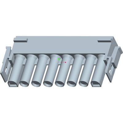 3D model elektrického konektora s ôsmimi pinmi, perspektívny pohľad zhora, zobrazuje vertikálne usporiadanie pinov.