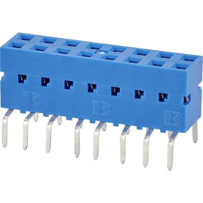 Modrý, obdĺžnikový konektor so 14 kovovými pinmi, vhodný pre elektronické aplikácie.