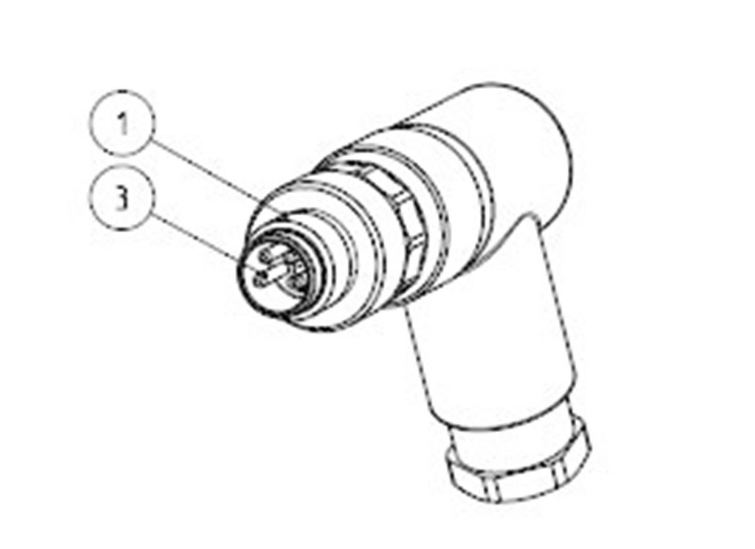 Diagram rozdeľovača s dvoma vyznačenými časťami, označenými číslami '1' a '3'. Žiadne ďalšie detaily nie sú uvedené.
