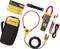 Multimeter-set s kufríkom vrátane meracích prístrojov, káblov a manuálu. Hlavný prístroj s displejom, krokosvorkami a flexibilným meracím krúžkom.