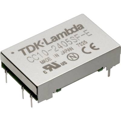 Strieborný elektronický čip s nápisom 'TDK-Lambda CC10-2405SF-E', vyrobený v Japonsku, s viacerými kontaktnými pinmi.