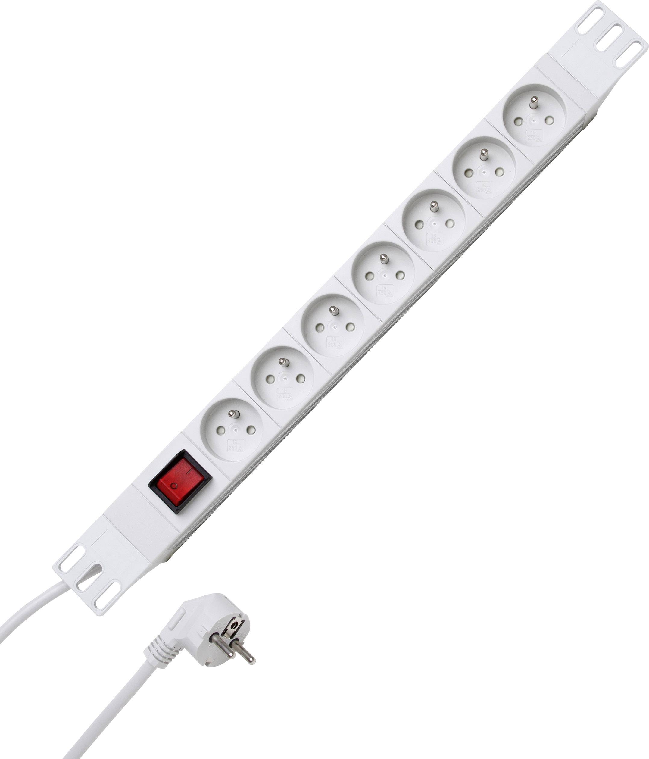 Kopp 932704012 zásuvková lišta 19'', 7-násobný, biela, zástrčka FR, 1 ks