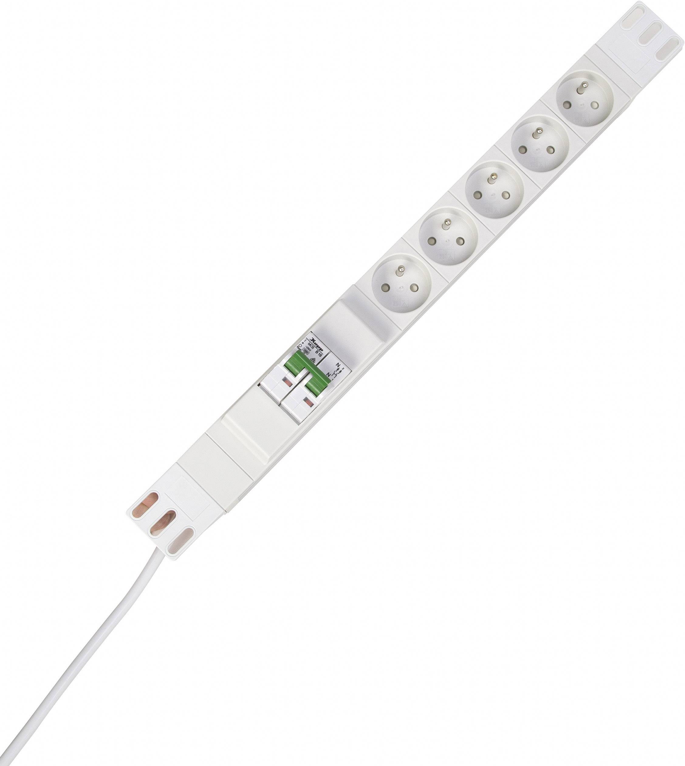 Kopp 935504019 zásuvková lišta 19'', 5-násobná, biela, zástrčka FR, 1 ks