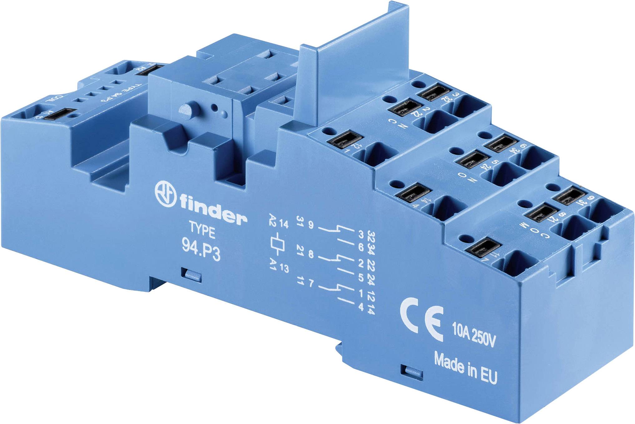 Finder 94.P3 Relaissocket Geschikt voor serie: Finder serie 55, Finder serie 86, Finder serie 094 Finder 55.32, Finder 55.33, Finder 86.30, Finder 094.91.3 1 afbeelding