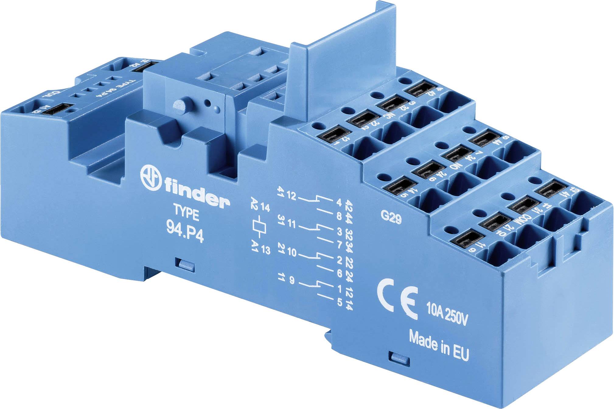 Finder 94.P4 Relaissocket Geschikt voor serie: Finder serie 55, Finder serie 86, Finder serie 094 Finder 55.32, Finder 55.33, Finder 86.30, Finder 094.91.3 1 afbeelding