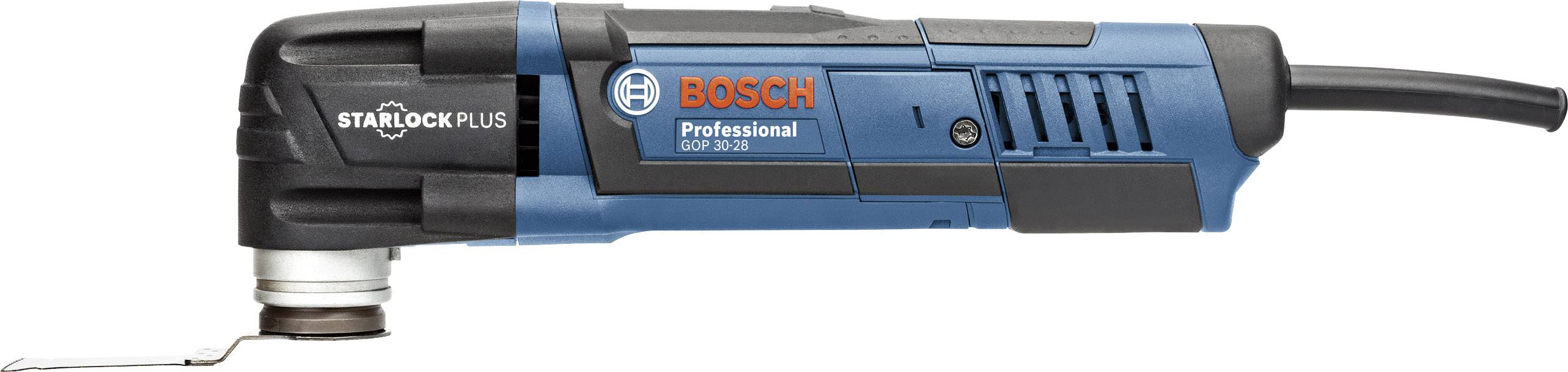 Elektrické náradie: Multifunkčný prístroj Bosch Professional so systémom Starlock Plus, pohľad zboku, modro-čierny, pre flexibilné použitie.