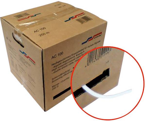 Interkabel AC100-250B koaxiálny kábel, Vonkajší Ø: 6.90 mm, 75 Ω, 120 dB, biela, 250 m