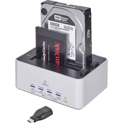 Renkforce rf-docking-09 USB-C® USB 3.2 (1. generácia) SATA 2 porty dokovacia stanica pre pevný disk s funkciou klonovani