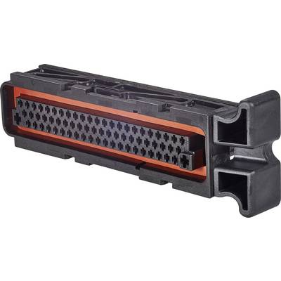 Elektronický konektor v čiernej a oranžovej farbe s obdĺžnikovým tvarom a viacerými pripájacími kolíkmi.