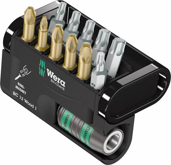 Wera Bit-Check 12 Wood 1 05057423001 sada bitov, 12-dielna, krížový PZ, krížový PH, Vnútorný T-profil, 1/4" (6,3 mm)