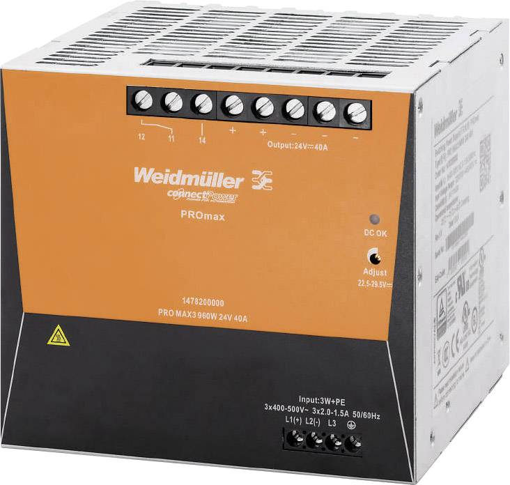 Weidmüller PRO MAX 72W 12V 6A Alimentatore per guida DIN 12 V/DC 6 A 72 W Contenuto 1 pz.