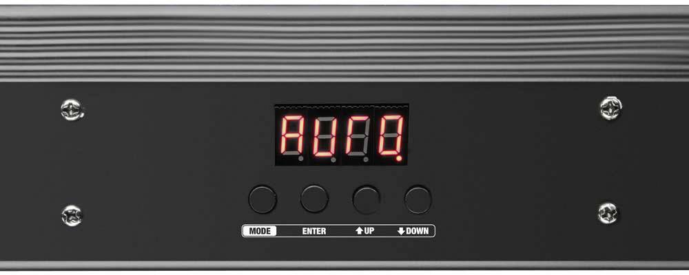 Ovládací panel s digitálnym displejom zobrazuje 'AUTO'. Pod ním sú štyri tlačidlá: 'MODE', 'ENTER', 'UP', 'DOWN'.