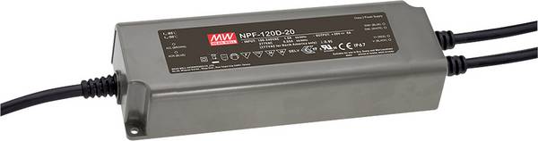 MEAN WELL NPF-120D-12 LED driver, napájací zdroj pre LED  konštantné napätie, konštantný prúd 120 W 10 A 6 - 12 V/DC stmievateľný, PFC spínacie obvod, ochrana proti prepätiu, schválenie nábytku