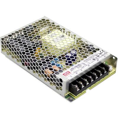 Napájací zdroj v kovovom obdĺžnikovom kryte s vetracími mriežkami. Obsahuje niekoľko farebných elektronických súčiastok a čierne pripojovacie svorky.