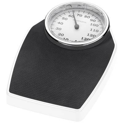 Analógová osobná váha s čiernou stupačkou a ciferníkom. Ukazuje 60 kg.