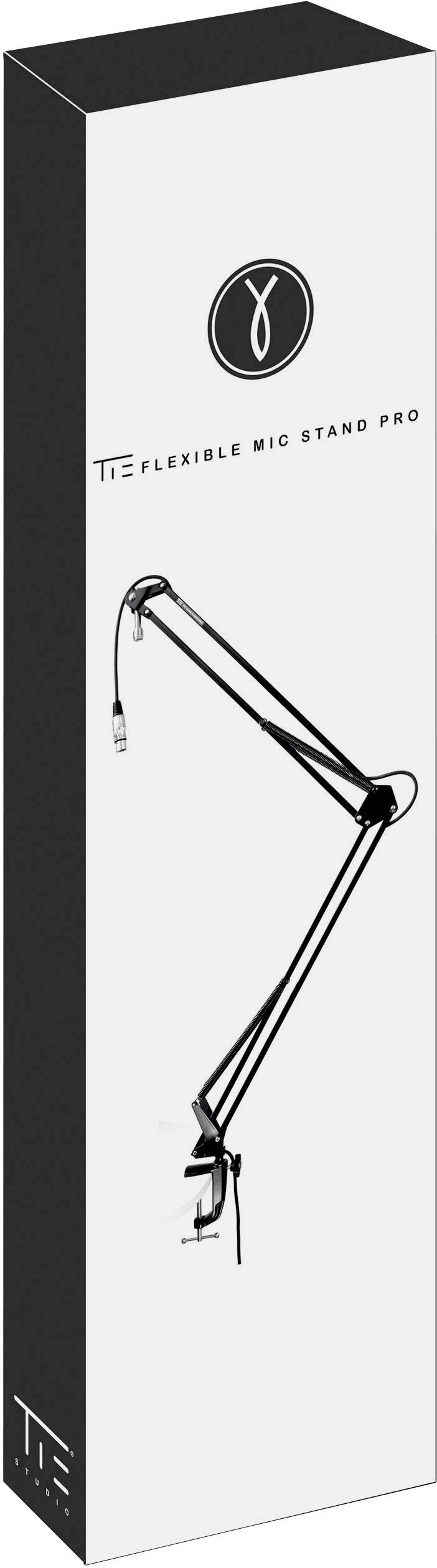 Obal flexibilného mikrofonového ramena s čiernobielou fotografiou zariadenia. Je viditeľné logo a názov 'The Flexible Mic Stand Pro'.