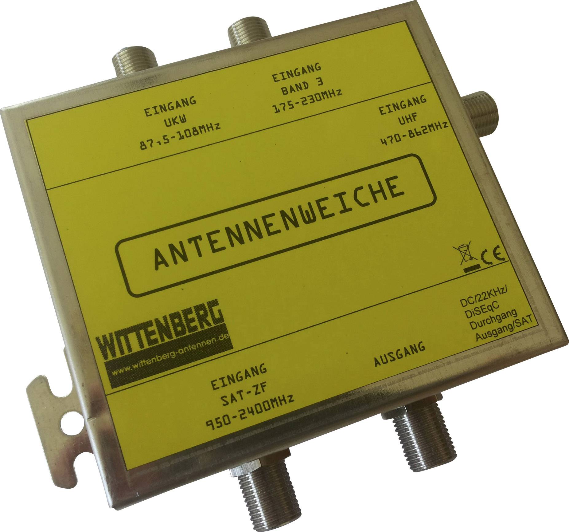 Wittenberg Antennen 4 in 1 Splitter antenna Onde ultracorte, DAB+, UHF, SAT