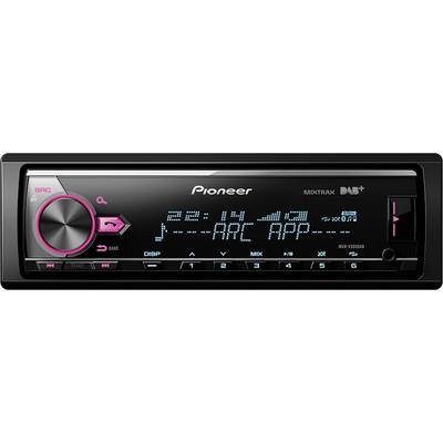 Autorádio Pioneer s digitálnym displejom, zobrazuje 'ARC APP', s veľkým otočným ovládačom hlasitosti a podsvietenými tlačidlami.