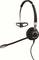 Čierna jednostranná headset so slúchadlom, mikrofónom a mäkkým ušným vankúšikom, vhodná pre komunikáciu a obchodné účely.