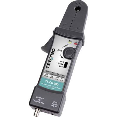 Prenosný merač elektrického prúdu značky Testec s digitálnym displejom na zobrazovanie elektrických meraní.