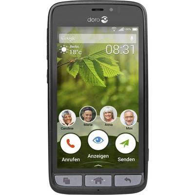 doro 8031 smartfón pre seniorov Dual SIM 8 GB 11.4 cm (4.5 palca) čierna, oceľová Android ™ 5.1 Lollipop single SIM