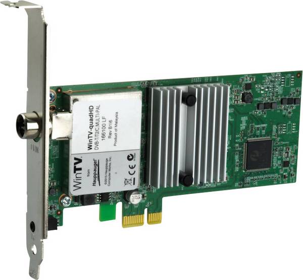 Hauppauge WinTV-quadHD DVB-T2 (anténa), DVB-T (anténa), DVB-C (kábel) PCIe x1- s diaľkovým ovládaním Počet tunerov: 4