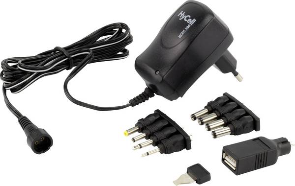 HyCell 1201-0005 zásuvkový adaptér s redukciami, nastaviteľný, 3 V/DC, 4.5 V/DC, 5 V/DC, 6 V/DC, 7.5 V/DC, 9 V/DC, 12 V/DC, 300 mA, 3.6 W, 1201-0005