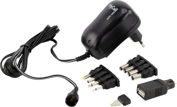 HyCell 1201-0007 zásuvkový adaptér s redukciami, nastaviteľný, 3 V/DC, 4.5 V/DC, 5 V/DC, 6 V/DC, 7.5 V/DC, 9 V/DC, 12 V/DC, 1000 mA, 12 W, 1201-0007