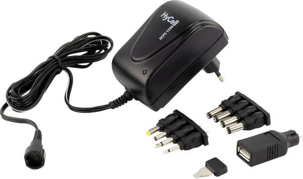 HyCell 1201-0008 zásuvkový adaptér s redukciami, nastaviteľný, 3 V/DC, 4.5 V/DC, 5 V/DC, 6 V/DC, 7.5 V/DC, 9 V/DC, 12 V/DC, 1500 mA, 18 W, 1201-0008