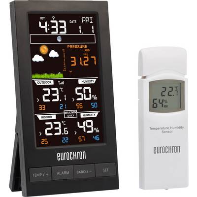 Digitálna meteorologická stanica zobrazuje čas, dátum, atmosférický tlak a vnútornú a vonkajšiu teplotu. Vedľa nej je umiestnený termo-hygrometer.